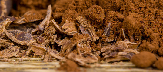 Close-up of cocoa and chocolate