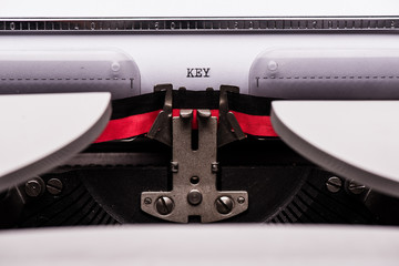 Key text on retro typewriter