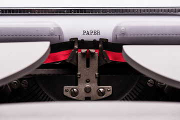 Paper text on retro typewriter