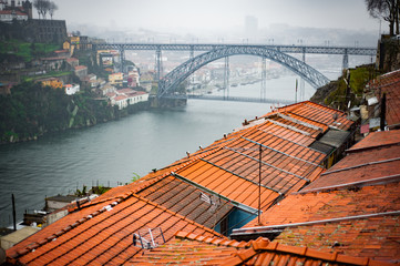 Vue sur les toits de porto et le pont luis I