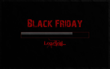 Black Friday Loading written in Red text and Gradient Loading Bar on Stone background. Cool Modern Black and Gray Backgrounds