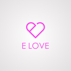 Minimalist Letter E and Love logo design concept