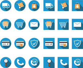 Online shop flat icon set