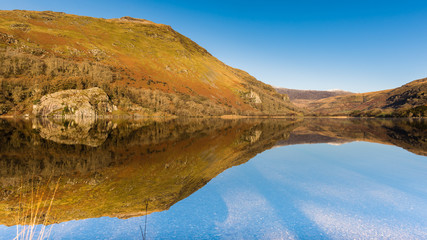 Autumn reflections, Llyn Gwynant, Snowdonia National Park, North Wales