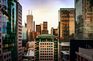Obraz premium High Angle View of Glass and Stone in Toronto's Downtown Core
