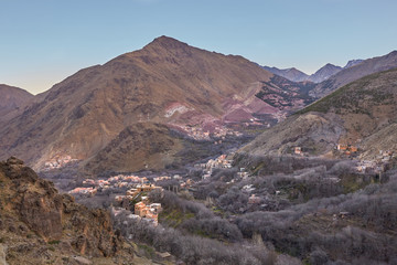 wide landscape and village in dades valley, Morocco