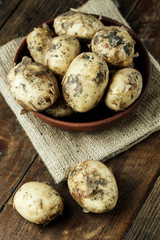 dirty potatoes on the table