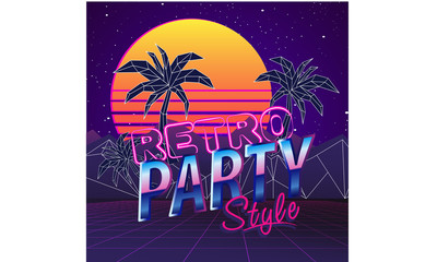 Fototapeta premium stock vector eighties retro neon style ultra violet vintage style disco design fashion party