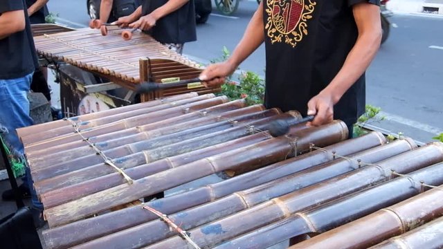 Special Region of Yogyakarta, September 2018 Indonesia. The work of the street performers perform along the malioboro road. In Indonesia, buskers with distinctive music are very rare, except in this a