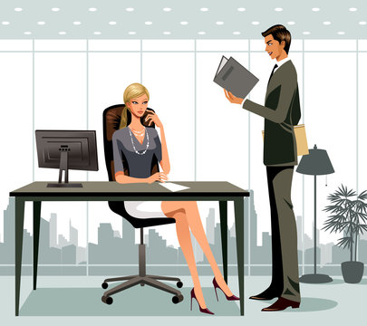 recommend clip art: Business people working in office