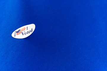 I Voted Election Sticker On Blue Cotton Shirt