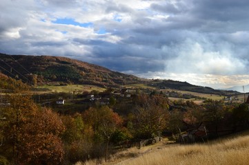 autumn landscape of the village

