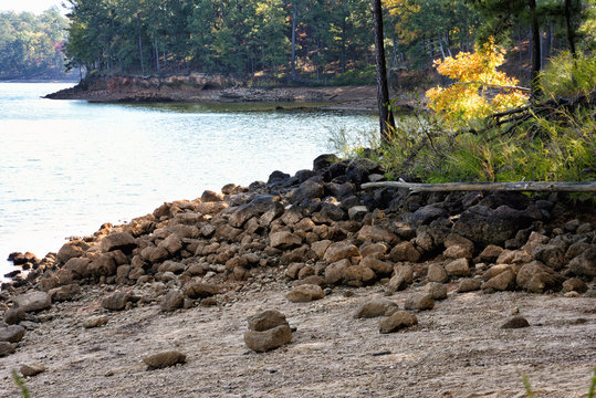 Beach On The Etowah River At Red Top Mountain Georgia