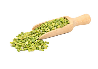 Dry green peas in scoop