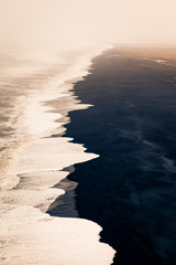 High Angle View of Black Sand Beach in Iceland, Crashing Surf Forever