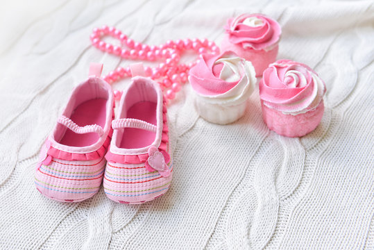 baby shoes, decor for baby shower holiday for girls