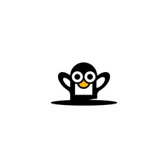 Penguin Animal Cute Antarctic Silhouette Illustration Icon Logo Design Template Element Vector