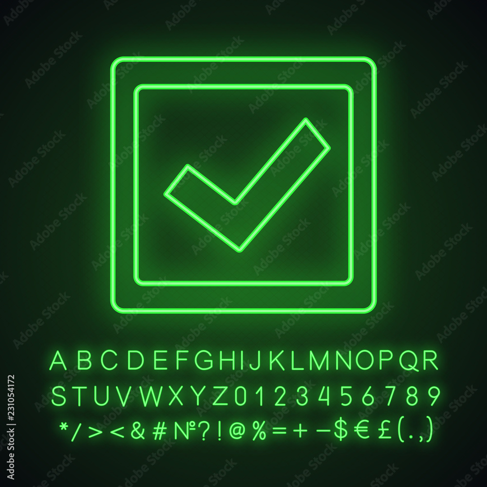 Sticker Checkbox neon light icon