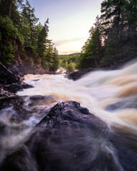 Rushing Rapids at Ragged Falls in Muskoka Nature