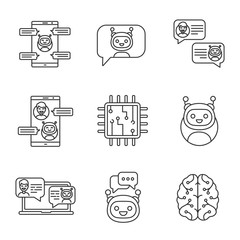 Chatbots linear icons set