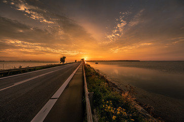 Road over the bridge to another island