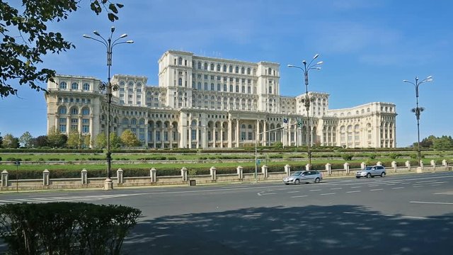 BUCHAREST, ROMANIA - cca. 2015: Palace of Parliament or People house, the second largest building in the world.