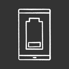 Smartphone low battery chalk icon