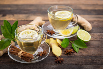 Healthy ginger tea with lemon