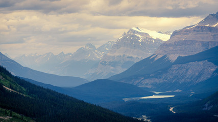 Mountain Peaks Fade into the Distance in Banff National Park