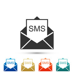 Envelope icon isolated on white background. Received message concept. New, email incoming message, sms. Mail delivery service. Set elements in colored icons. Flat design. Vector Illustration