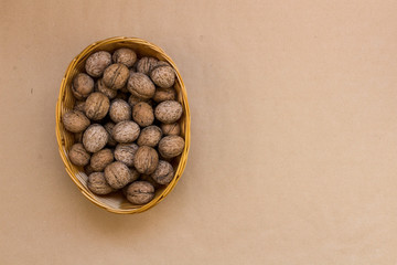 Walnuts in wicker  basket