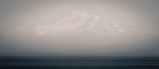 Mount Baker Shrouded Behind Thin Mist