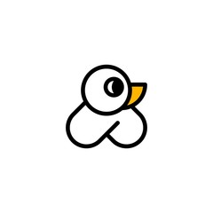 Duck Cute Animal Cartoon Creative Illustration Icon Logo Design Template Element Vector