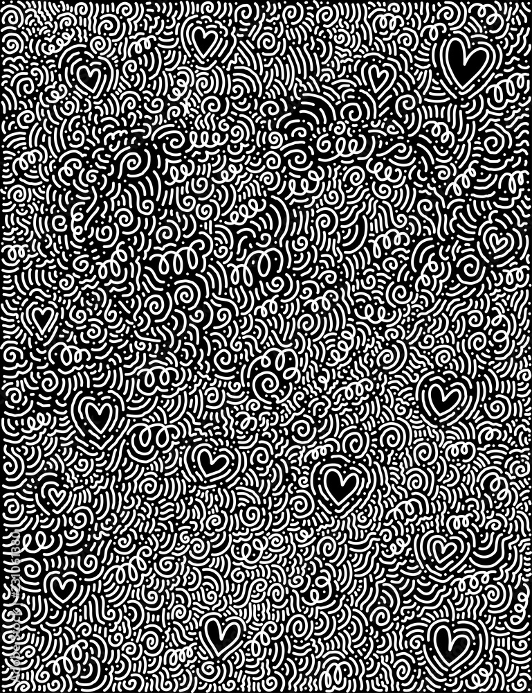 Wall mural scattered geometric line shapes. abstract background design. vector black and white pattern.