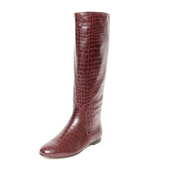 Women's demi-season high boots isolated on white background