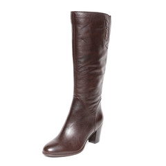 Women's demi-season high boots isolated on white background