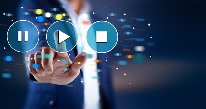 man touching in video sign