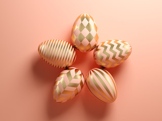 easter eggs on pink background 3d illustration