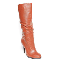 Women's demi-season high boots isolated on white background