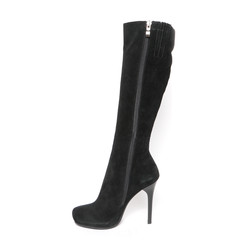 Women's demi-season high boots isolated on white background