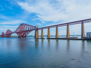 View of the Forth Bridge, a railway bridge across the Firth of Forth near Edinburgh, Scotland, UK.