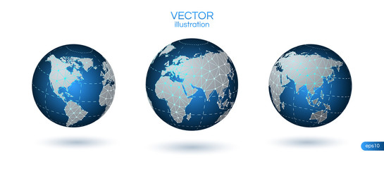 Obraz premium Global internet network connection. Earth planet connect concept. Vector file eps10.