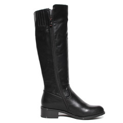 Women's demi-season high boots isolated on white background