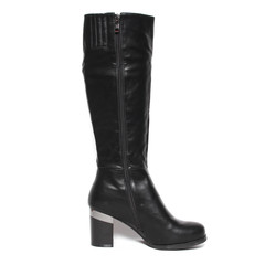 Women's demi-season high boots isolated on white background