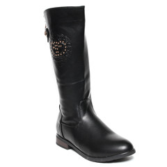 Women's demi-season high boots isolated on white background