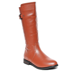 Women's demi-season high boots isolated on white background