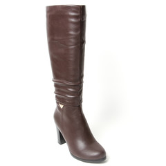 Women's demi-season high boots isolated on white background