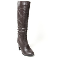 Women's demi-season high boots isolated on white background