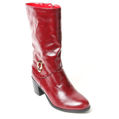 Women's demi-season high boots isolated on white background