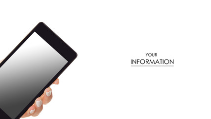 Mobile phone smartphone in hand pattern on white background isolation